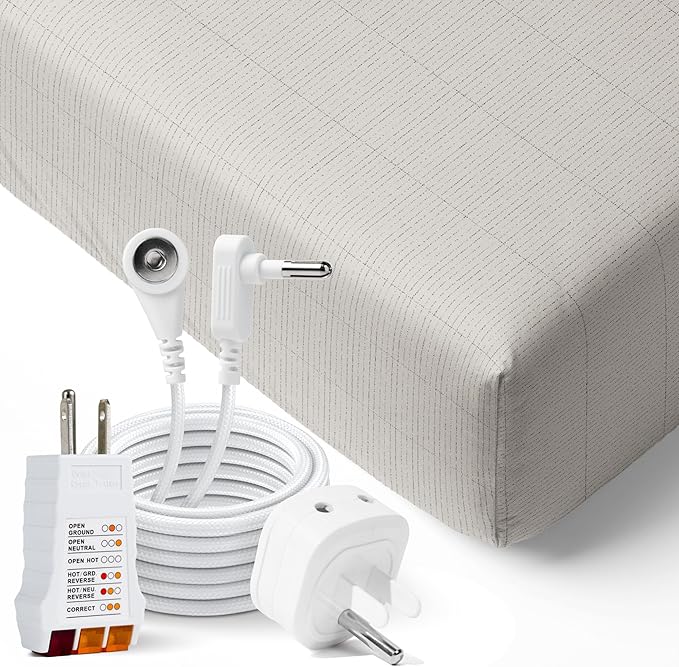GroundLuxe Organic Fitted Grounding Sheet in Beige for a Full Size Bed