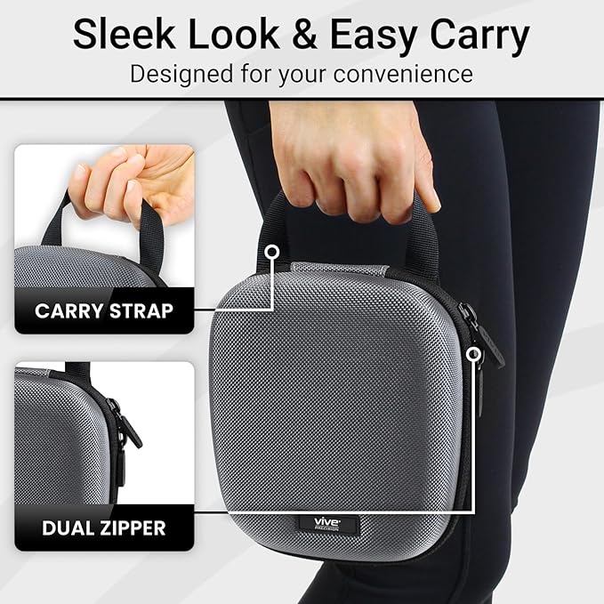 Vive Precision Blood Pressure Monitor Case - Hard Carrying Medical Travel Storage Bag - Universally Compatible Portable BPM Cuff, Health Accessories Pouch Replacement with Carrying Strap - Shockproof