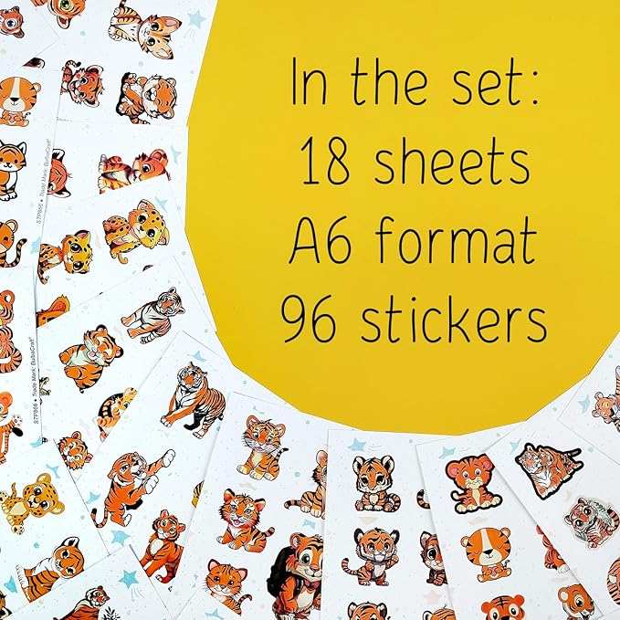 BulbaCraft 100Pcs Tiger Stickers, Tiger Gifts for Girls and Boys, Gifts for Women & Men