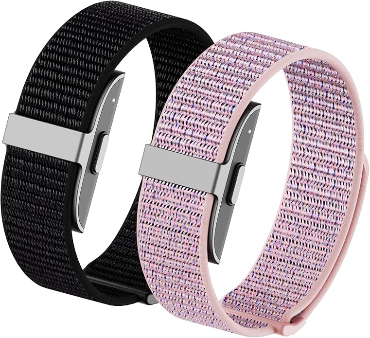 2 Pack Nylon Loop Sport Replacement Strap Compatible with Hume Band,Adjustable Soft Bands for Women Men,Breathable Lightweight Wristband for Fitness Tracker