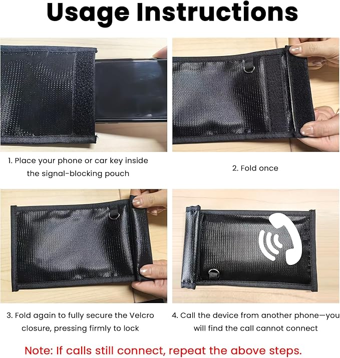 2 Pack Faraday Bag for Phone and Car Keys - Cell Phone Signal Jammer, Key Fob Protector, Car Key/WiFi/RFID/GPS Signal Blocker, Anti-Theft Anti-Tracking, Black