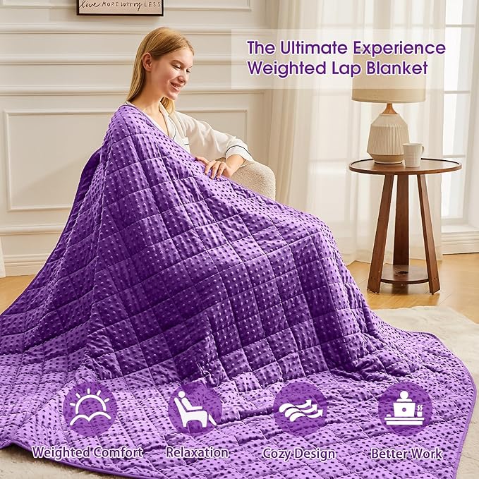 Purple Weighted Blanket for Adults 20lbs, 48"x72", Twin Full Size Cooling Minky Heavy Throw Blanket for 130-220lbs, Soft Winter Thick Big Blankets Weighted Comforter Gift for Sleeping