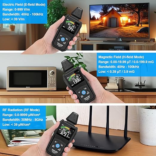 EMF Detector Meter Radiation Detector for Home Digital EMF Reader for Radio Frequency Radiation 5-in-1 EMF Meter for Electromagnetic Radiation EMF Tester for Cell Phone Ghost Hunting Equipment