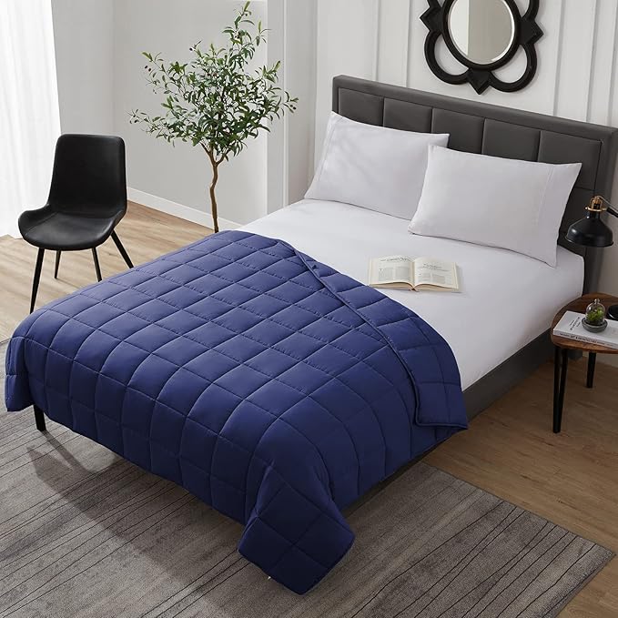 L'AGRATY Weighted Blanket - 40"x60" 7lbs Cooling Breathable Microfiber Material with Glass Beads Small Blanket All-Season Summer Fall Winter Soft Thick Comfort