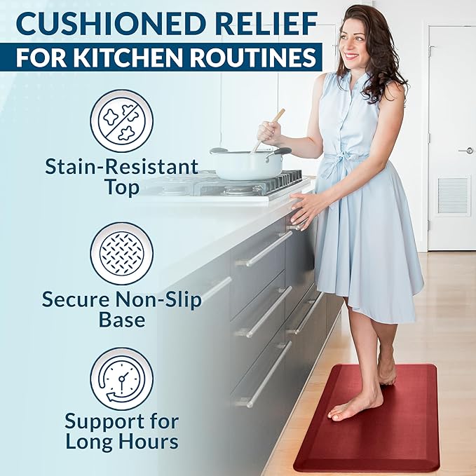 ComfiLife Anti Fatigue Floor Mat – 3/4 Inch Thick Kitchen Mats for Floor, Standing Desk Mat, Kitchen Rug – Comfort at Home, Office – Durable – Stain Resistant – Non-Slip Bottom (20" x 39", Red)