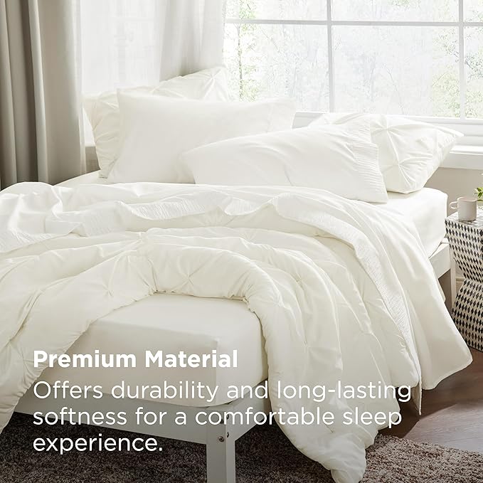 Bedsure Twin Sheets Set - 3 Pieces Soft Twin Bed Sheets - Breathable & Cooling - Hotel Luxury - Easy Care Polyester Microfiber Bedding for Women, Men, Ivory