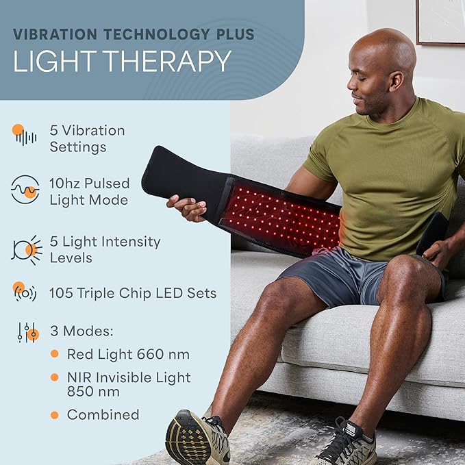 Lifepro Red Light Therapy Belt – Allevared Infrared Red Light Therapy for Body, Back Pain and Shoulder - 660nm & 850nm Near Infrared Heating Pad – Adjustable & Portable for Wellness & Relaxation