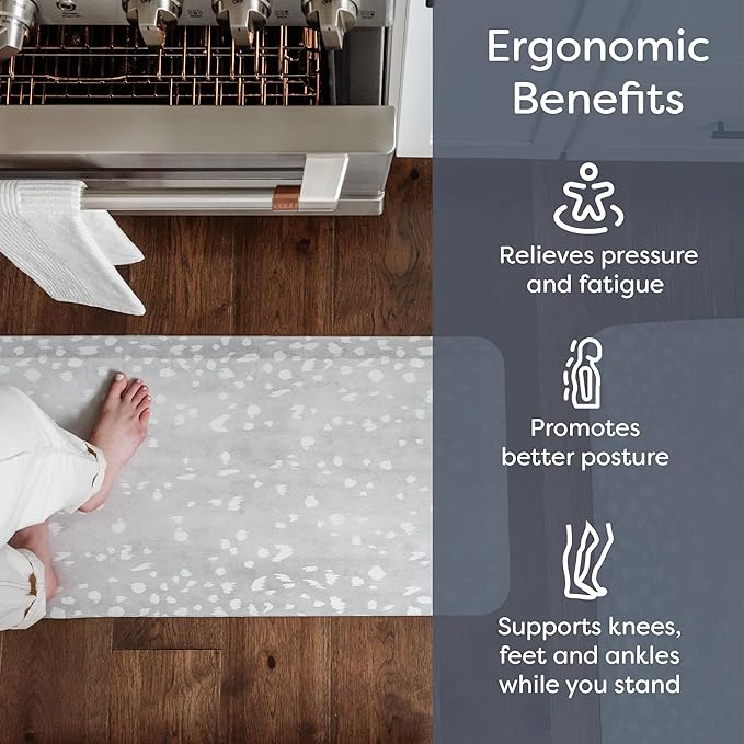 House of Noa Nama Standing Mat – Anti-Fatigue Cushioned Kitchen Mats for Floor | Ergonomic Bounce-Back Foam Kitchen Mats | Anti-Fatigue Mats for Kitchen & Standing | Nara Stripe Natural | 22" x 36"