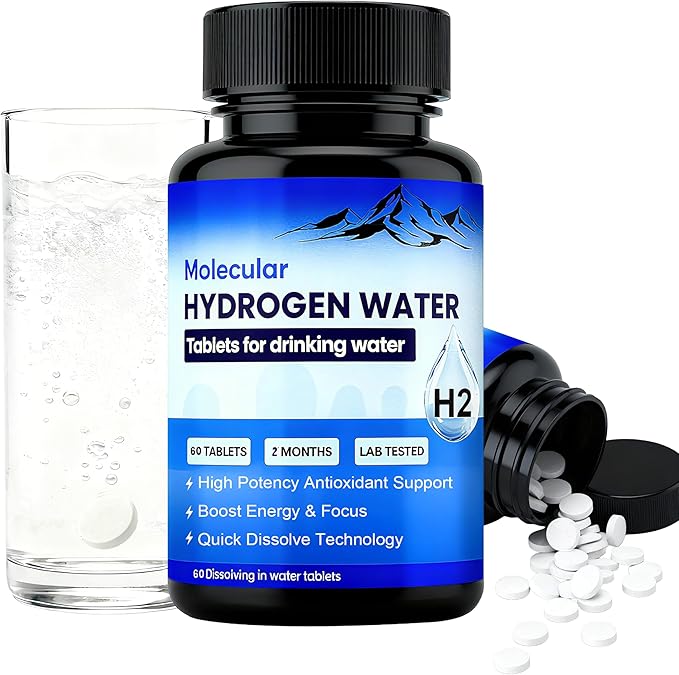 Molecular Hydrogen Water Tablets | Magnesium Pills H2 Hydrogen Supplement for Hydration & Electrolyte Balance | Supports Daily Vitality and Focus | 60 Tablets(1PCS)