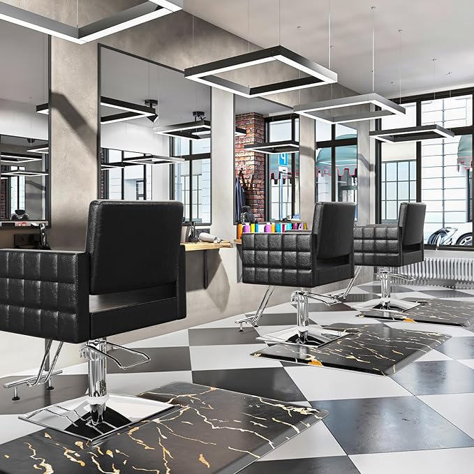 OmySalon Salon Mat for Hair Stylist Anti Fatigue, 3 ft. x 4 ft. Comfort Barber Floor Mat with Square Base, Salon Chair Matt Hairdresser Standing, Anti-Slip Easy Cleaning