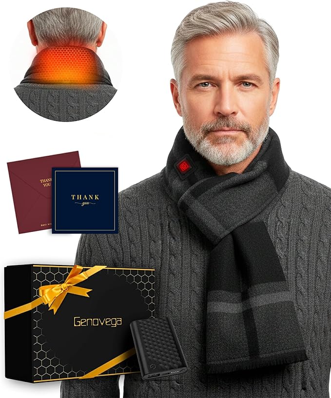 Heated Scarf Valentine Gifts Regalo Idea for Men Dad Husband Boyfriend Couple Brother Friend Hombre Papa Novio Who Have Everything Birthday Cumpleaños Navidad Anniversary Stress Relief Unique Bufandas