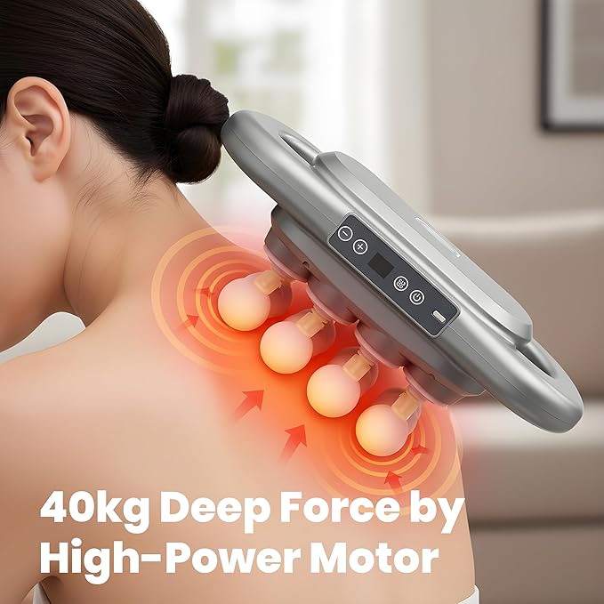 KRYSO Electric Deep Tissue Massage Gun – 16 Heads, 9 Modes & 9 Intensity Levels, High-Power 40KG Force | 2600mAh Type-C Rechargeable Percussion Massager for Back, Shoulder & Full Body Pain Relief