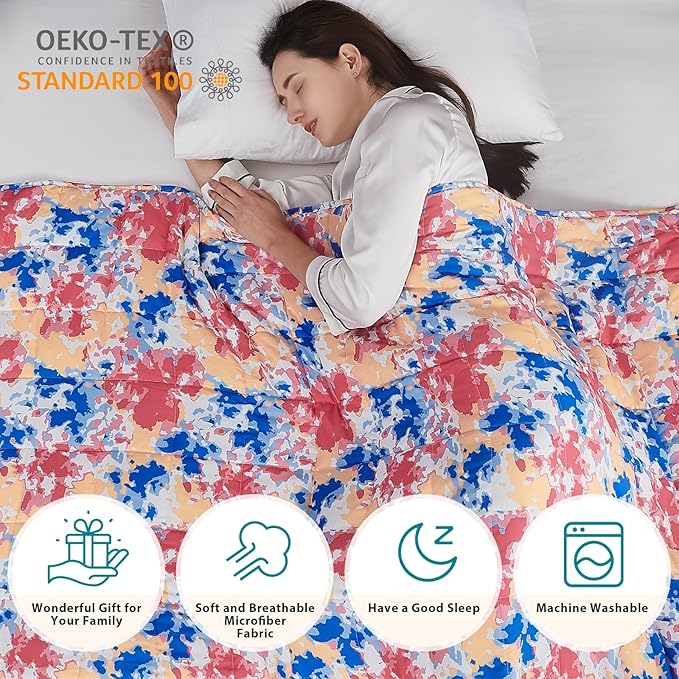 L'AGRATY Weighted Blanket - 48"x72" 20lbs Cooling Breathable Heavy Blanket with Glass Beads for Adult All-Season
