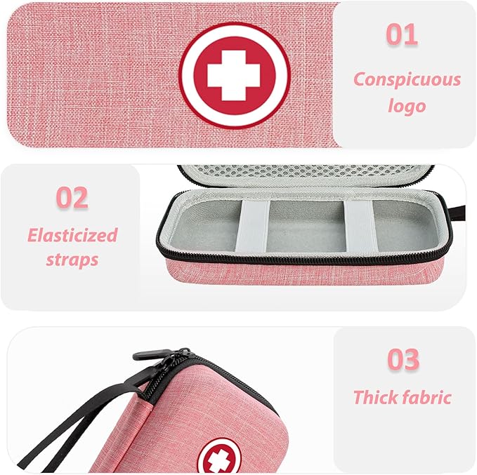 Diabetic Supplies Travel Case, Carrying Case Organizer For Diabetes Testing Kit, Blood Glucose Monitor Kit with Meter, Blood Sugar Test Strips, Lancets, Lancing Device, Alcohol Wipe