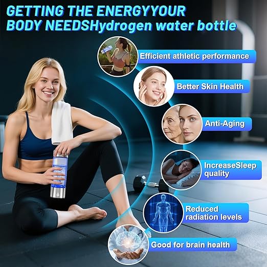Hydrogen Water Bottle Generator, Portable Rechargeable Hydrogen Water, Hydrogen Water Ionizer Machine, with SPE/PEM Technology, for Home Office Travel Fitness Drinking