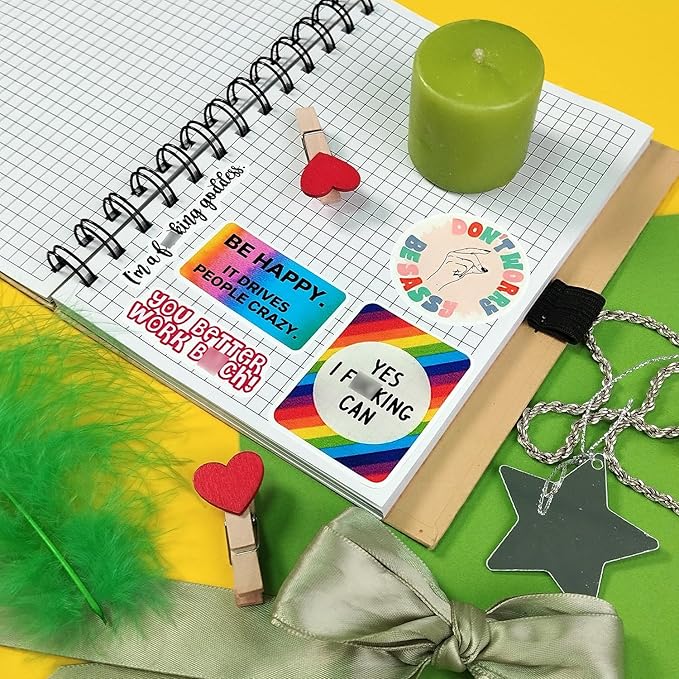 BulbaCraft 100Pcs Funny Motivational Stickers with Swear Words - Funny Adult Stickers, Quotes Decals for Water Bottles, Motivational Decals, Gifts for Women & Men