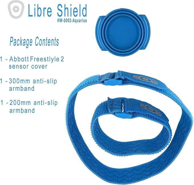 Freestyle Armband 2 for Freestyle Libre 1 & 2 14 Day : up to 30" Inch Adjustable Flexible Transmitter Protection Sensor Cover - Sensor Saver - No More Adhesive Patches (Aquarius)