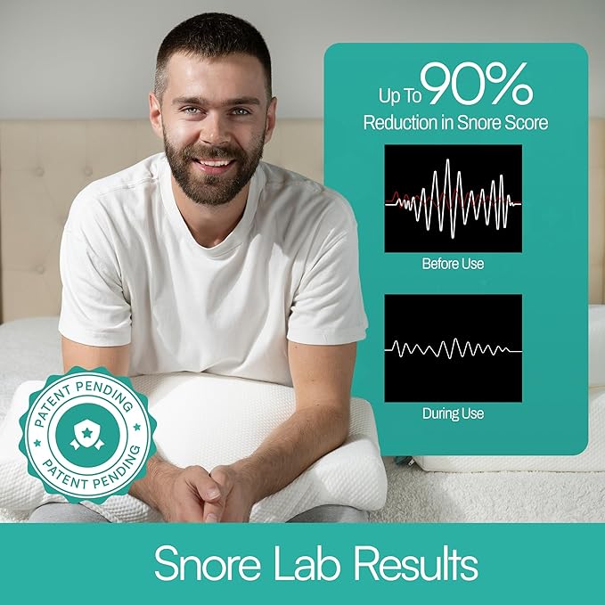 The Original Anti-Snoring Pillow for Side Sleepers, Snoring Solution and Remedy, Patent-Pending Stop Snore Aid with Memory Foam, Snore Stopper, Anti-Snore Pillow, Anti-Snore Devices