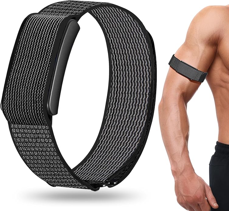 Hook & Loop Sport Nylon Ankle/Arm/Wrist Band Compatible with Amazfit Helio, Quick Release with Cover Design Bicep Strap for Women Men