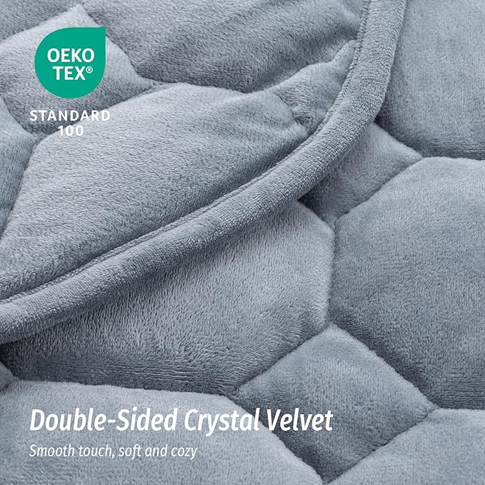 Wemore Weighted Lap Blanket 5lbs for Adults, Small Weighted Blanket for Travel, Calming, Relaxing, Napping and Sleeping, All-Season Weighted Lap Pad, Machine Washable, Light Grey 24x29 inches