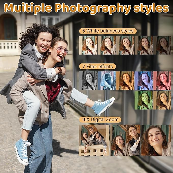 5K Digital Camera for Photography - WiFi 75MP Vlogging Cameras for YouTube - UHD Autofocus Video Camera 3" 180° Flip Screen with 18X Zoom - Compact Vlog Travel Camara with 32GB SD Card, 2 Batteries