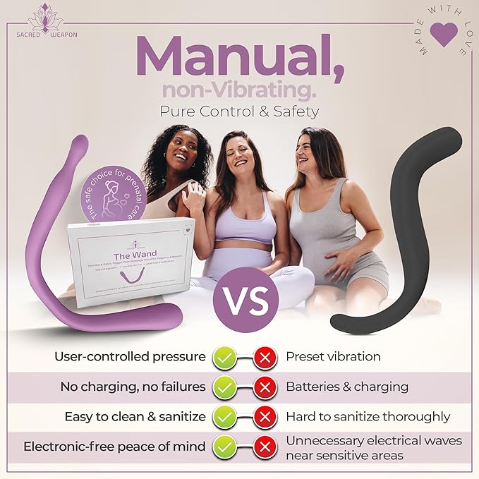 Sacred Weapon™ Perineal Massage Tool for Labor Prep & Gentle Birth | Non-Vibrating, Medical-Grade Silicone | 2-in-1 for Fascia & Trigger Point Release | Pelvic Floor Specialist Designed