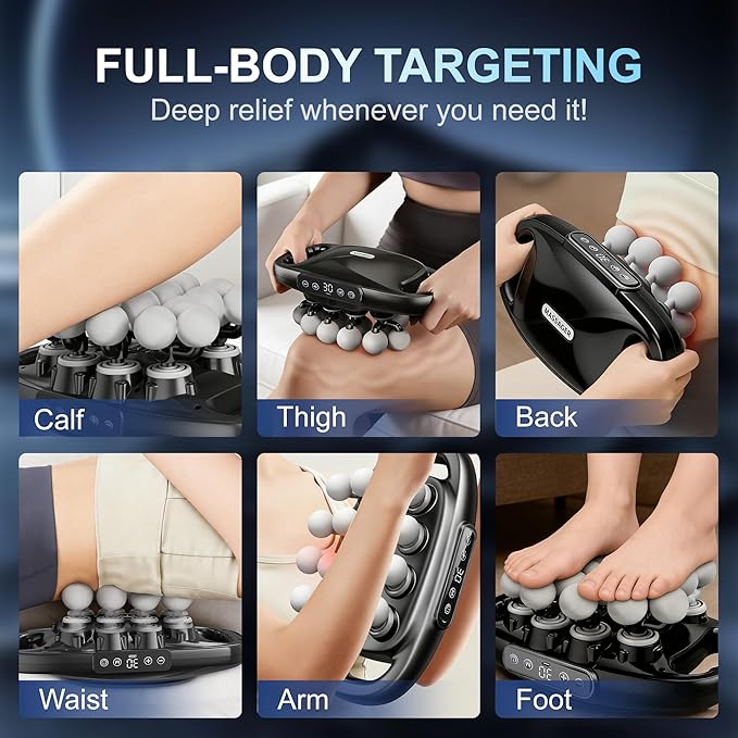 20 Head Massage Gun Deep Tissue, Back Massager with 9 Modes & 30 Intensities Percussion Muscle Massager Gun for Back Neck Shoulder Legs Pain Relief, Gift for Athletes Men Women