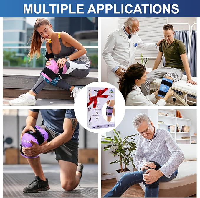 APEXUP Ice Pack for Knee Pain Relief, Large Reusable Wrap After Surgery, Flexible Gel Cold Pack for Injuries, Pain Relief for Back, Shoulder, Elbow, Ankle and Leg (Pink, XXL, 1PK)