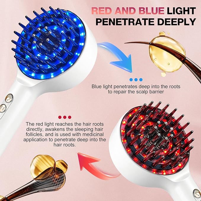 3 in 1 Scalp Massager Hair - 360° Hair Oil Applicator Electric Scalp Massager IPX7 Waterproof for Home & Travel (White)