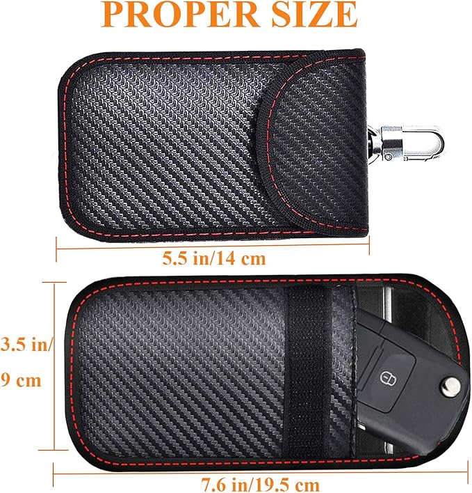 Upgraded Faraday Bag for Key Fob (2 Pack),Premium Faraday Key Fob Protector– Car RFID Signal Blocking, Car Security Protection Pouch, Anti-Theft Pouch, Anti-Hacking Case Blocker-Black.