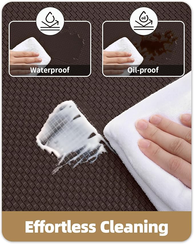 Color&Geometry Anti Fatigue Cushion Kitchen Mat for Floor -17"x59",Easy Clean, Water & Oil Proof, Anti Slip, Foam Rubber Runner Rug for Front Sink Comfort Standing,Brown