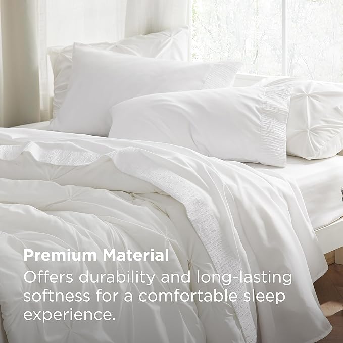 Bedsure Twin XL Sheet Sets Dorm Bedding - 3 Pieces Soft Extra Long Twin Sheets, Hotel Luxury, Easy Care Microfiber for Women, Men, White