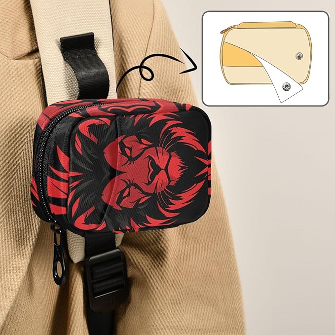 Red Lion Head Travel Pill Organizer Weekly Small (Cute) Pill Box 7 Day Pill Case Vitamin Holder Pill Bottle Organizer