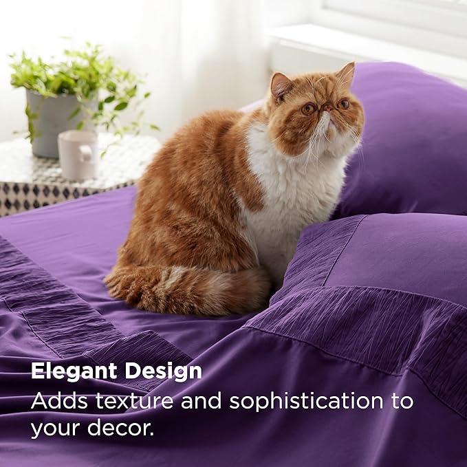 Bedsure Full Size Bed Sheets - 4 Pieces Soft Full Sheet Set - Breathable & Cooling - Hotel Luxury - Easy Care Polyester Microfiber Bedding for Women, Men, Purple