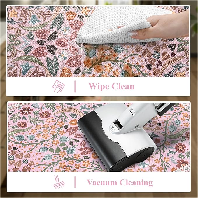 Collive Kitchen Mats Cushioned Anti Fatigue, Waterproof Kitchen Floor Mat Non Slip Desk Rugs Comfort Standing Rug for Sink, Office, Laundry, Home Decor, Pink