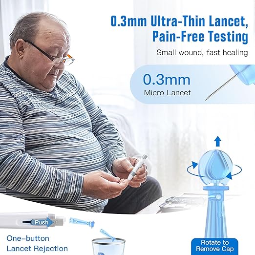 Glucoracy G-425-2/G-425 Blood Glucose Test Strips, 50 Counts Test Strips for Diabetes, 50 Counts Blood Lancets, Only for Glucoracy G-425-2/G-425 Meter Kit