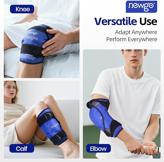 NEWGO Knee Ice Pack Wrap, Ice Pack for Knees Cold Compression Therapy for Knee Replacement Surgery, Arthritis Pain, ACL, Swelling, Sports Injuries (21.7" x 9.8") - Blue