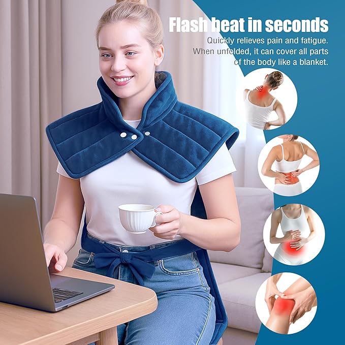 Heating Pad for Neck and Shoulders and Back,Exquisite Gifts for Mom Dad Wife Brother and Sister,Heating Pad for Back Pain Relief, Overheating Protection, Machine Washable