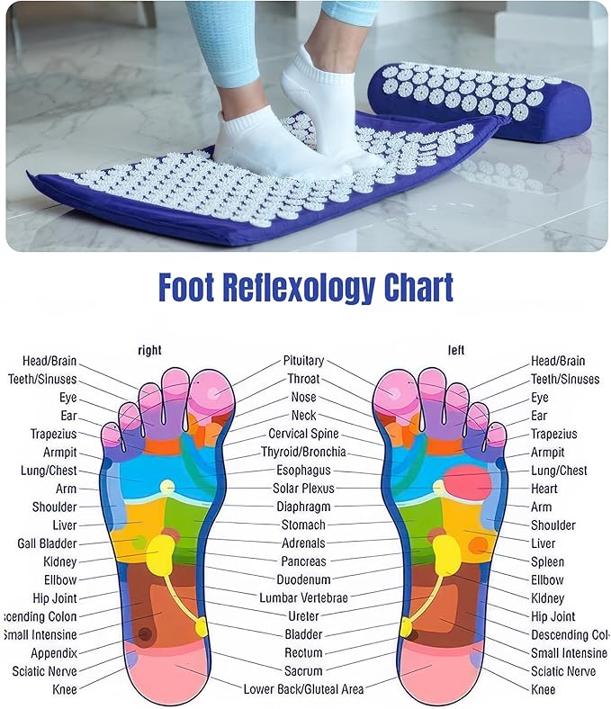 ROMIX Acupressure Mat and Pillow Set, Acupuncture Mat for Back Pain, Neck, Shoulder Pain Relief, Stress Reduction, Wellness Therapy, Cushioned Acupressure Mats with Carry Bag for Men and Women