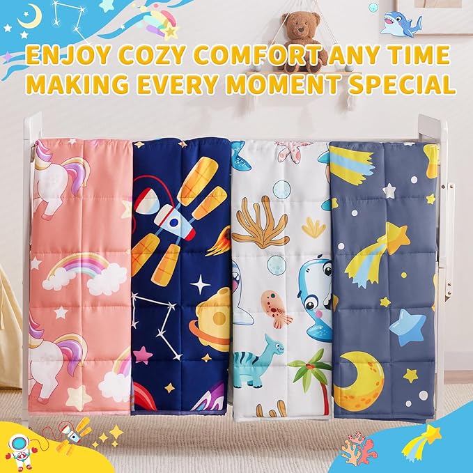 anfie Weighted Blanket Kids(36"x48" 3lbs) Weighted Blanket Cooling Blanket for Sleeping,Throw Size Breathable Blanket with Premium Glass Bead(Red Unicorn)