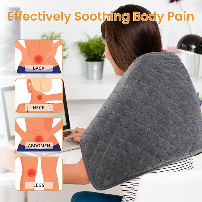 Heating Pad for Back Pain - 32"x17" XXXL Electric Heating Pad for Neck Shoulder Legs Knee Feet & Period Cramps, Auto Shut Off, 6 Heat Settings, Machine Washable, Moist Heat Options, Gift for Women Men