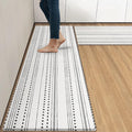 Arttown Black Anti-Fatigue Kitchen Rug Set of 2 White Arrow Trellis Cushioned Floor Standing Mat Waterproof Non-Slip Mat and PVC Ergonomic Comfort Foam Rug