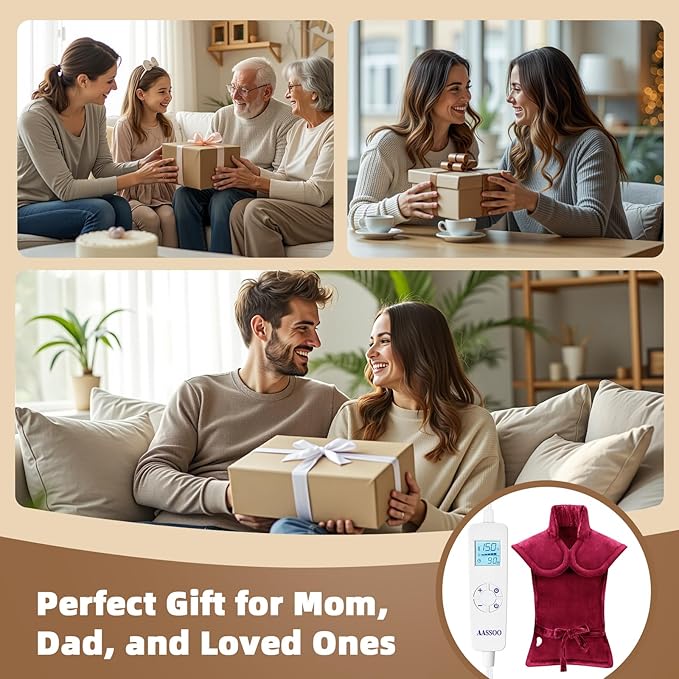 Graphene-Infused Heating Pad for Neck Shoulder and Back,Birthday Gifts for Women Men Dad, Weighted Electric Neck Shoulders Heat Pad for Pain Relief, 24"x33", ETL Certified