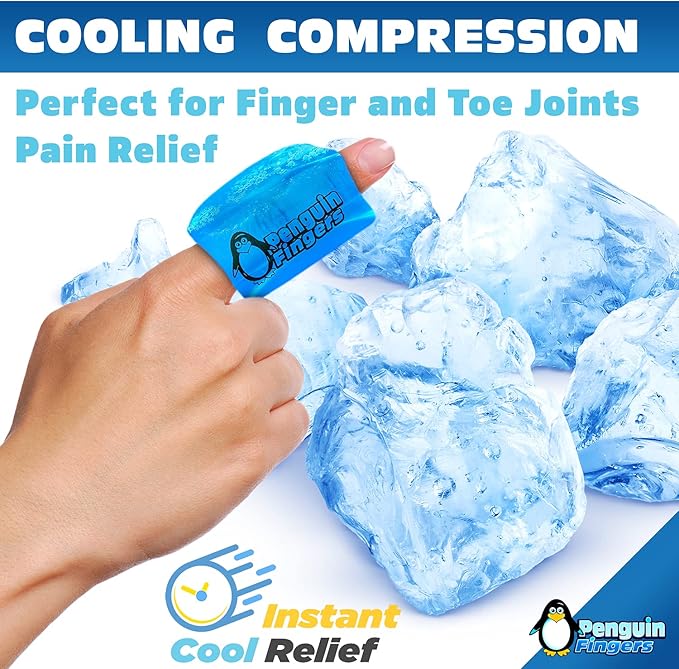 Finger Ice Pack, Finger and Toe Cold Gel Reusable Cryotherapy Compression Sleeve for Injuries, Arthritis, Tendonitis, Gout, or Sprains, No-Toxins and Latex Free.