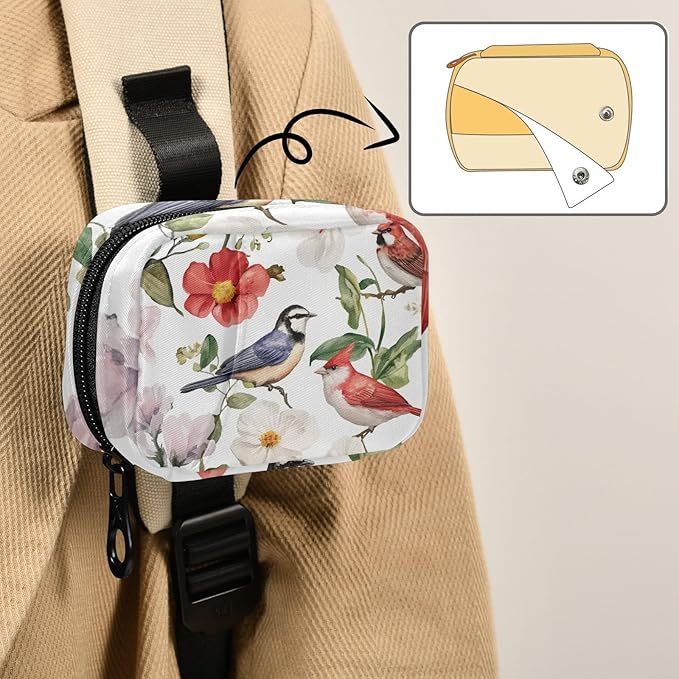 Travel Pill Case Leafs Flower Garden Floral Weekly Small Pill Box 7 Day Pill Box Pill Organizer Bag