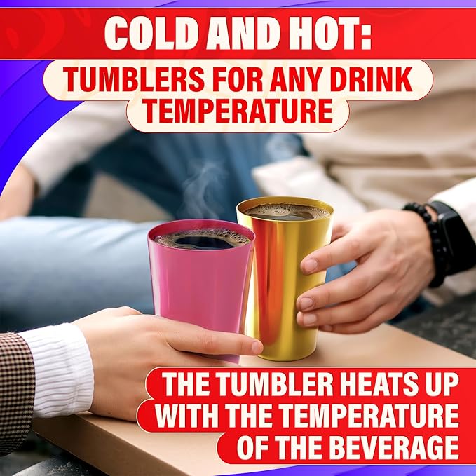 Retro Style Aluminum Cups 15 oz Set of 6 - Metal Tumblers for Cold Drinks, Festive Color-Finished Metal Cups for Drinking, Stackable and Dishwasher-Safe, for Home, Camping, Patio & Holiday Parties