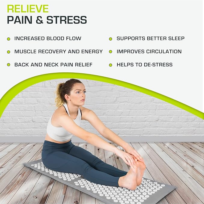 ProsourceFit Acupressure Mat and Pillow Set for Back/Neck Pain Relief and Muscle Relaxation