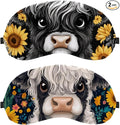 2 Pack Sleep Eye Mask for Women Men, Soft Breathable Eye Cove No Pressure Blackout Night Blindfold for Sleeping Light Blocking with Adjustable Strap, Sunflowers Highland Cow