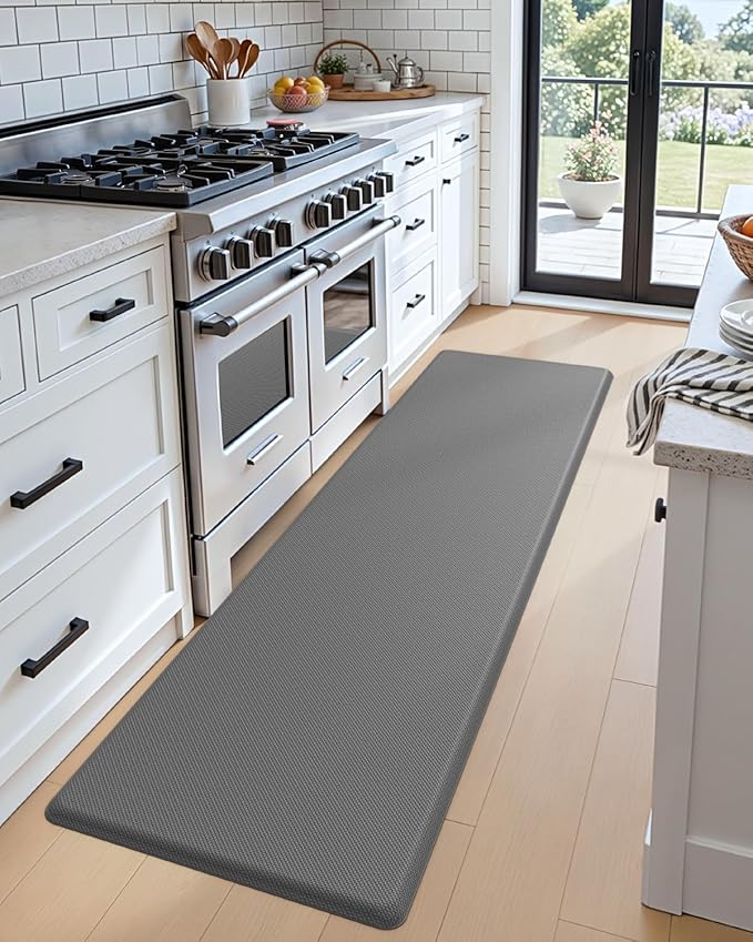 DEXI Kitchen Mat Cushioned Anti Fatigue, Extra Long Large Comfort Standing Floor Mats Waterproof, Memory Foam Antifatigue Runner Rug for Desk Office, Sink, Laundry, 70x20, Grey