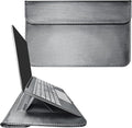 JXE JXO Faraday Bag for Laptops & Tablets, 16 Inch Laptop Sleeve Case with Laptop Stand, 2 Stand Modes, Slim Waterproof PU Leather Sleeve Cover Anti-Tracking Signal Blocking Pouch, Grey